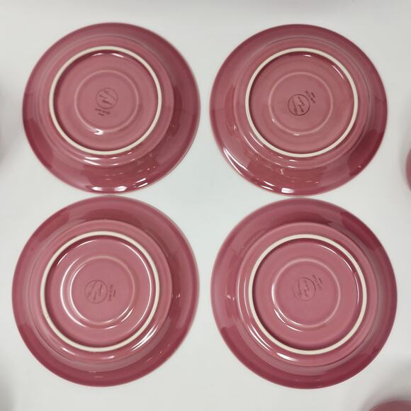 Nancy Calhoun Cup Saucer Set of 4 Solid Dark Rose Pink VTG Stoneware Japan EUC - Picture 6 of 10